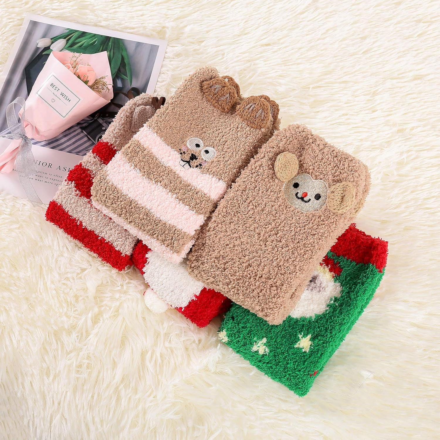 Womens Fuzzy Socks Warm Slipper Socks Winter Fluffy Socks Cozy Fuzzy Socks Athletic Fleece Socks Cute Crew Socks