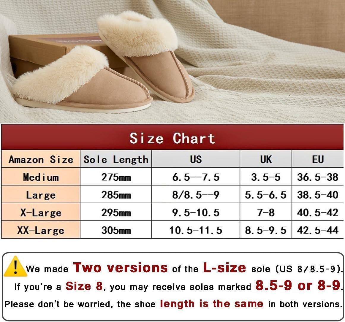 Womens Slipper Memory Foam Fluffy Soft Warm Slip on House Slippers,Anti-Skid Cozy Plush for Indoor Outdoor